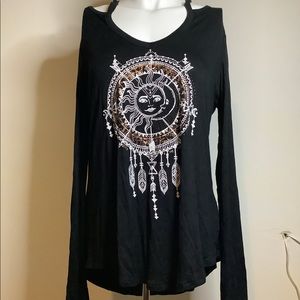 Black sun catcher long sleeve top